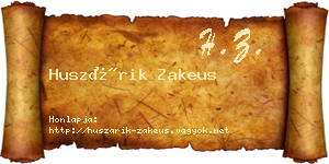 Huszárik Zakeus névjegykártya